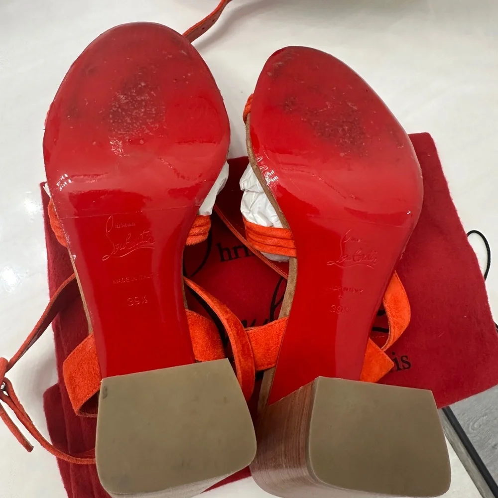 Christian Louboutin Red Sandals with Braided Detail - Picture 5 of 5